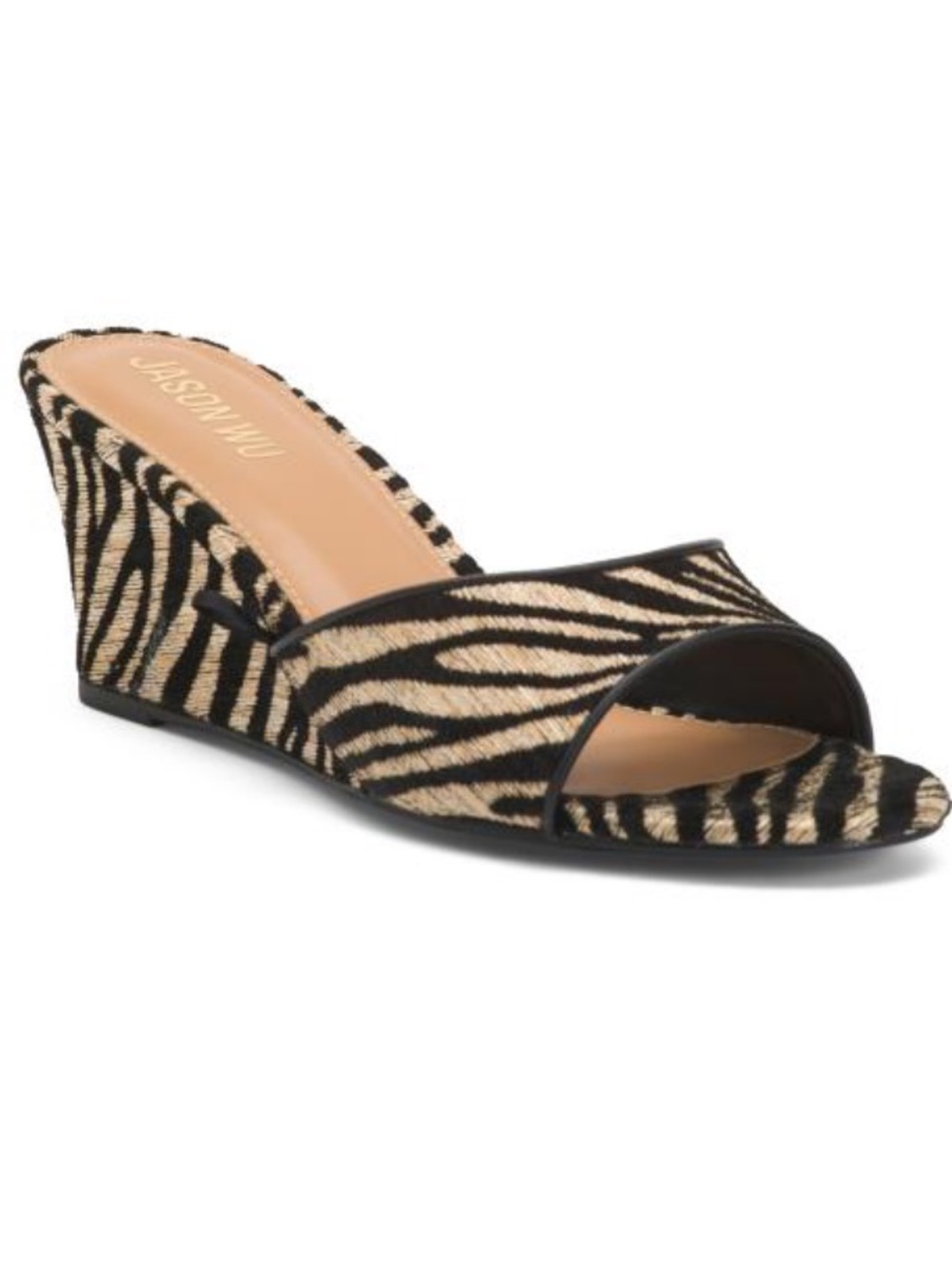 Jason Wu Black & Beige Zebra-Print Wedge Mule